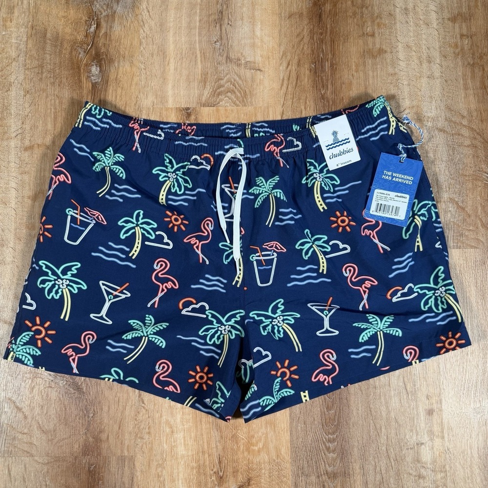 NEW Chubbies The Neon Lights Swim Trunks Men's XXL Mesh Liner Shortie 4" Inseam